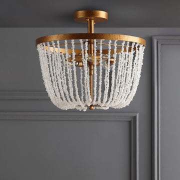 Georgian 15" Stone/Metal LED Flush Mount - JONATHAN Y